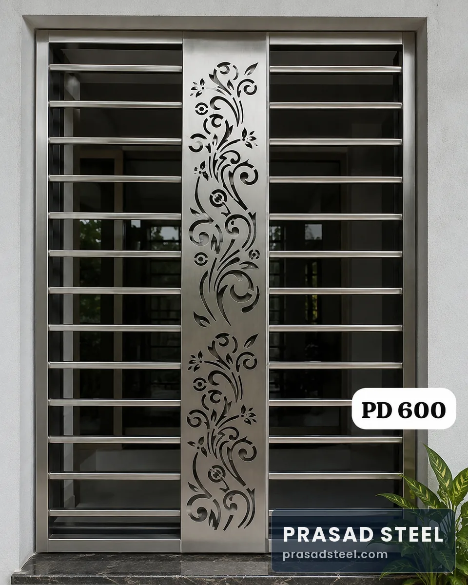 Stainless steel window grill with PD 600 floral designer panel, Kanpur